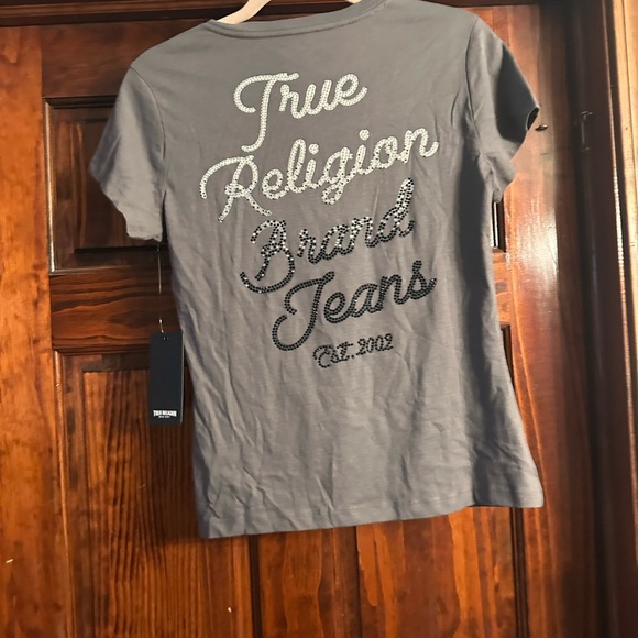 True Religion Crystal Grey V-Neck Tee - Picture 3 of 4